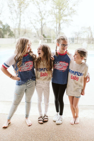 American Dreamer Ringer Tee for Children - Youth XL - Tucked & Threaded