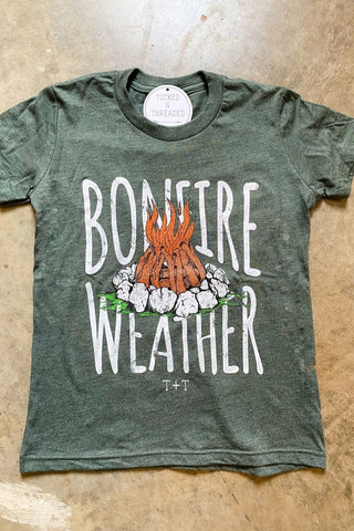 Bonfire Weather Heather Forest Child Tee - Tucked & Threaded