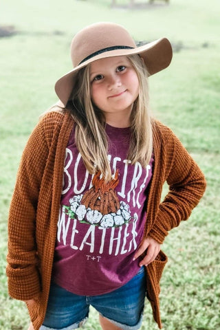 Bonfire Weather Heather Purple Child Tee - Tucked & Threaded