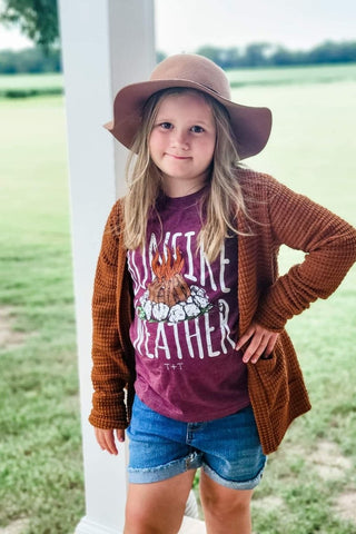 Bonfire Weather Heather Purple Child Tee - Tucked & Threaded