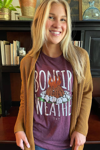 Bonfire Weather Heather Purple Tee-Small Only - Tucked & Threaded