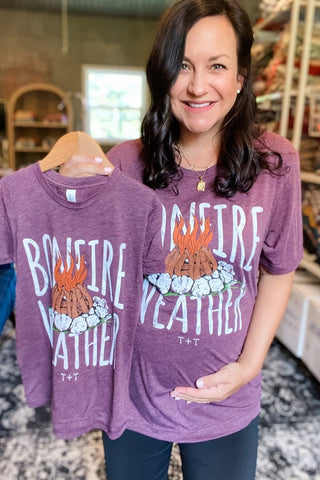 Bonfire Weather Heather Purple Tee-Small Only - Tucked & Threaded