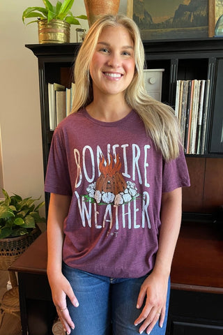 Bonfire Weather Heather Purple Tee-Small Only - Tucked & Threaded