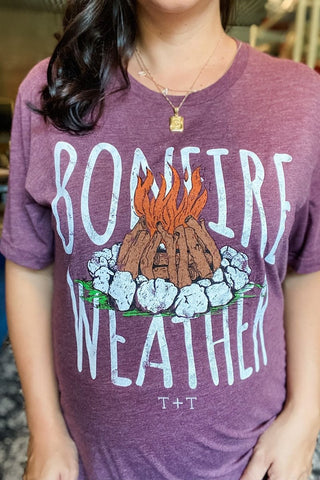 Bonfire Weather Heather Purple Tee-Small Only - Tucked & Threaded