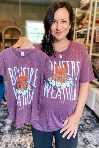 Bonfire Weather Heather Purple Tee-Small Only - Tucked & Threaded