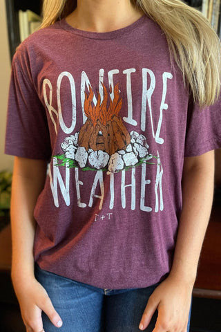 Bonfire Weather Heather Purple Tee-Small Only - Tucked & Threaded