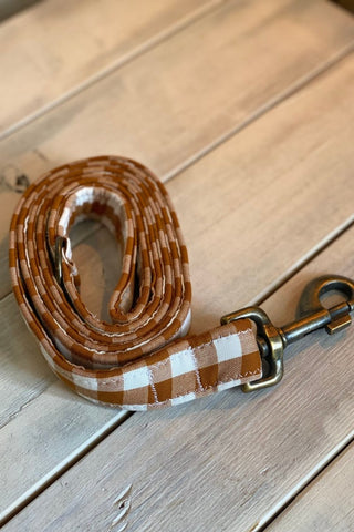 Brown Gingham Dog Leash - Tucked & Threaded