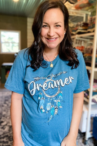 Dreamer Heather Steel Blue Tee-Small Only - Tucked & Threaded