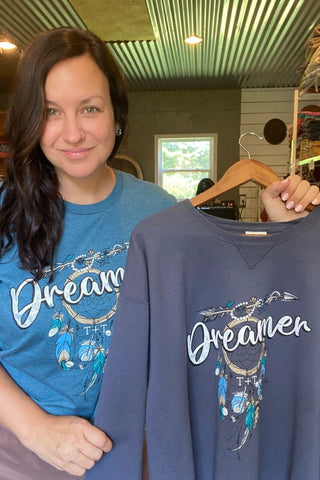 Dreamer Heather Steel Blue Tee-Small Only - Tucked & Threaded