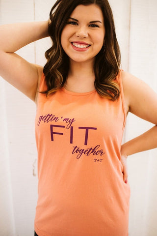 Gettin' my Fit Together Terracotta Tank-Small Only - Tucked & Threaded