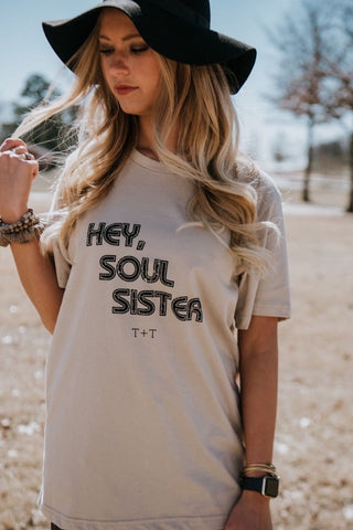 Hey, Soul Sister Tan Tee - Tucked & Threaded