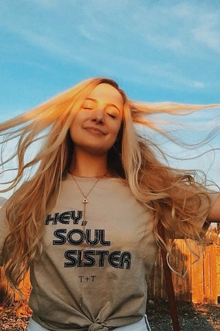 Hey, Soul Sister Tan Tee - Tucked & Threaded