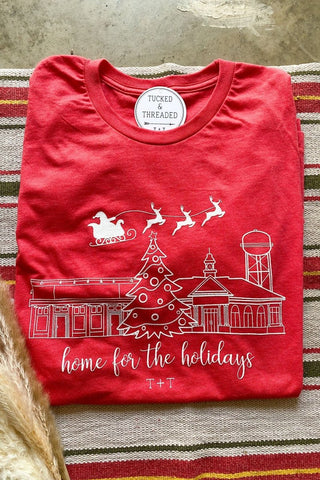 Home for the Holidays Red Tee - Tucked & Threaded