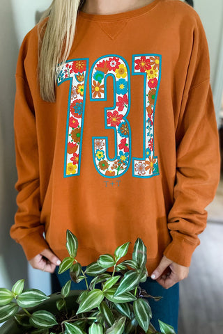 731 Fall Floral Burnt Orange Sweatshirt