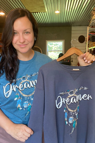 Dreamer Heather Steel Blue Tee-Small Only