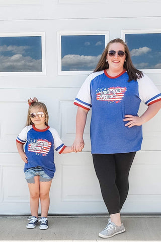 American Dreamer Ringer Tee for Ladies-Small Only