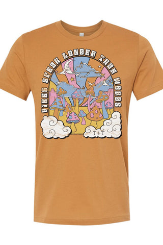 Mushroom Vibes Camel Tee-XS Only