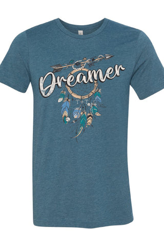 Dreamer Heather Steel Blue Tee-Small Only