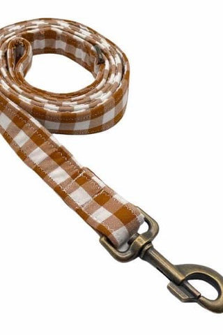 Brown Gingham Dog Leash