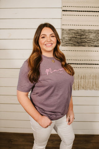 Mama Heather Purple Tee - Tucked & Threaded