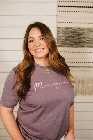 Mama Heather Purple Tee - Tucked & Threaded