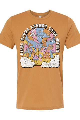 Mushroom Vibes Camel Tee-XS Only - Tucked & Threaded