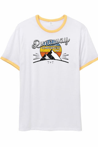 Runaway Campground Golden Ringer Child Tee - Tucked & Threaded
