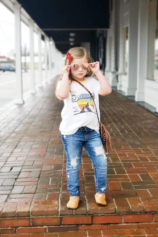 Runaway Campground Golden Ringer Child Tee - Tucked & Threaded