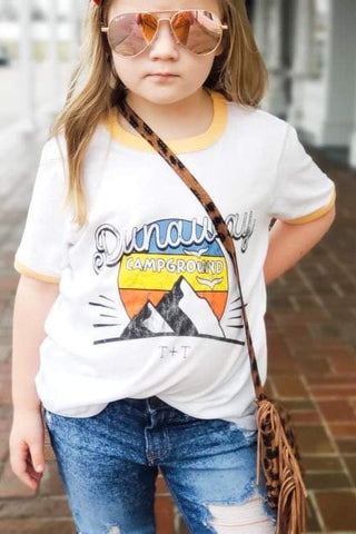 Runaway Campground Golden Ringer Child Tee - Tucked & Threaded