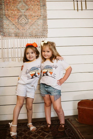 Runaway Campground Golden Ringer Child Tee - Tucked & Threaded