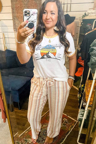 Runaway Campground Golden Ringer Tee-Small Only - Tucked & Threaded