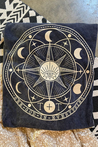 See God in Everything Black Mineral Wash Tee-S Only - Tucked & Threaded