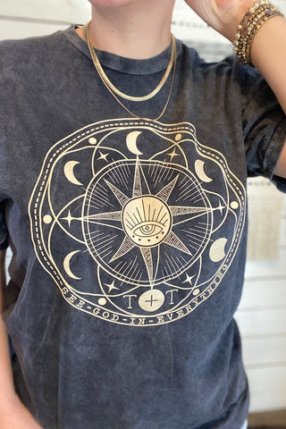 See God in Everything Black Mineral Wash Tee-S Only - Tucked & Threaded
