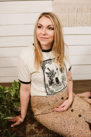 The Gardener Natural & Black Ringer Tee - Tucked & Threaded