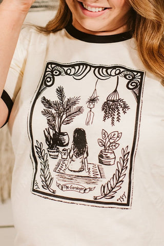 The Gardener Natural & Black Ringer Tee - Tucked & Threaded