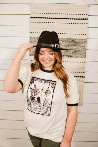 The Gardener Natural & Black Ringer Tee - Tucked & Threaded