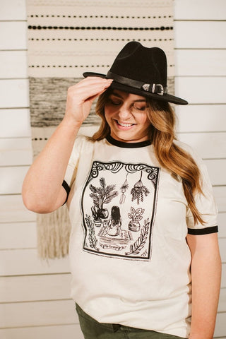 The Gardener Natural & Black Ringer Tee - Tucked & Threaded
