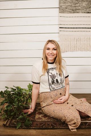 The Gardener Natural & Black Ringer Tee - Tucked & Threaded