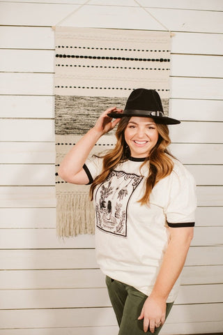 The Gardener Natural & Black Ringer Tee - Tucked & Threaded