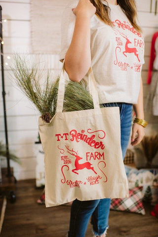 T+T Reindeer Farm Canvas Tote - Tucked & Threaded