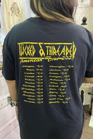 TUCKED & THREADED Throwback Band Washed Black Tee - Tucked & Threaded