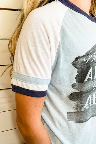 What You Think About Sky & Royal Ringer Tee-Small Only - Tucked & Threaded