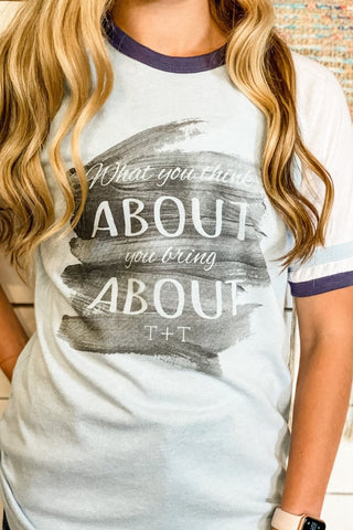 What You Think About Sky & Royal Ringer Tee-Small Only - Tucked & Threaded